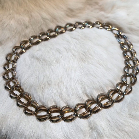 Vintage Gold tone Fancy Double Chain link Necklace - Picture 4 of 8